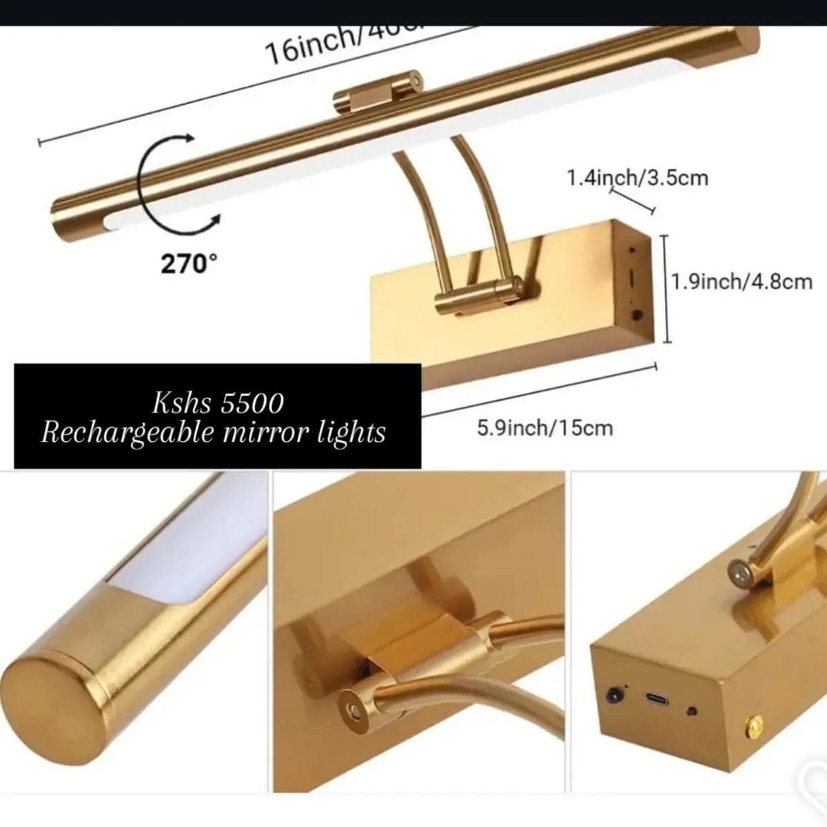 Rechargeable mirror lights